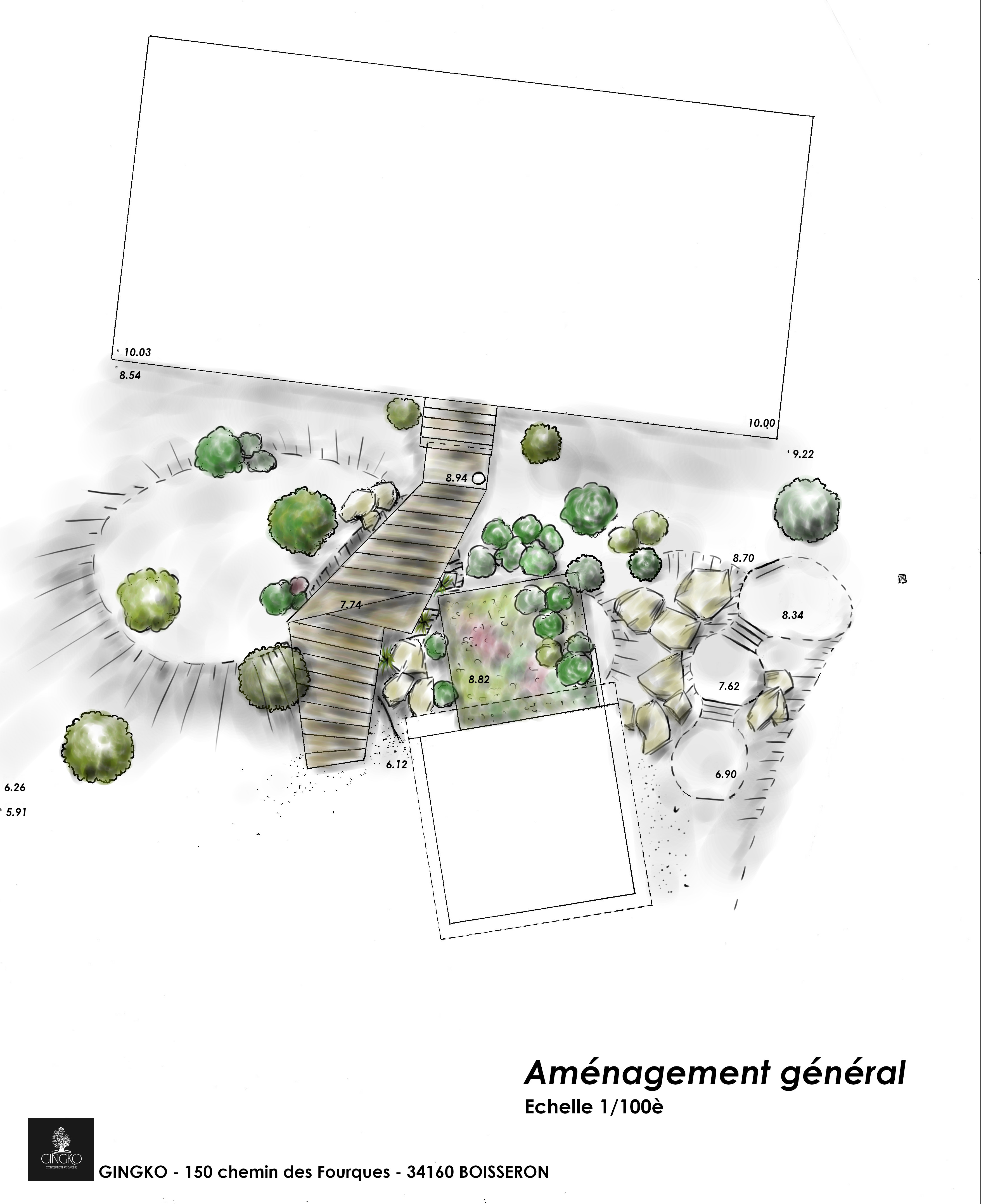 plan aménagement, plan de masse, relevé de terrain, relevé altimétrique, topographie, jardin naturel